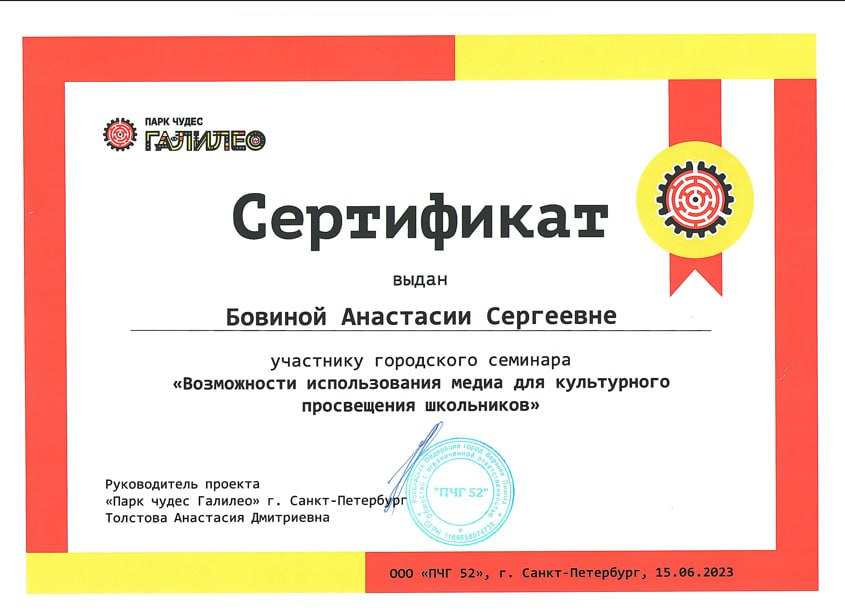 Бовина Анастасия Сергеевна - достижения